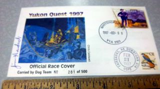 Alaska Yukon Quest Dog Sled Race 1997 Race Cover Carried By Dog Team 281 Of 500