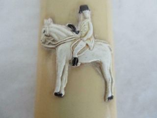 UNUSUAL ANTIQUE BUTTON HOOK HUNTSMAN on HORSEBACK in RELIEF VICTORIAN /EDWARDIAN 6