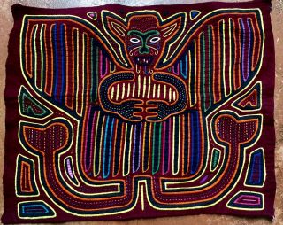 Reverse Applique Mola Demon Devil Satan Kuna Indians San Blas Islands In Panama
