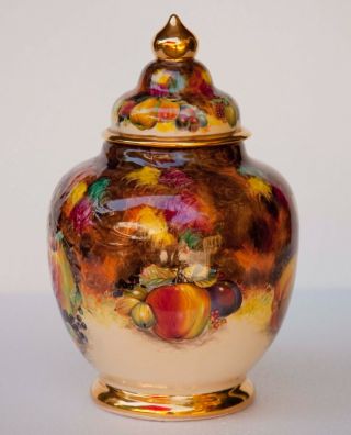 Vintage Chantilly Fruits Hand Painted Gilt Gold Porcelain Ginger Jar Urn 6