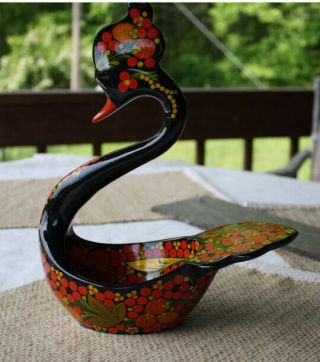 Russian Khokhloma Lacquer Hand Painted Wooden 
