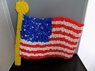 Vintage Melted Plastic Popcorn American Flag Decoration