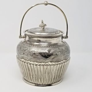 Wwh And Co Biscuit Cookie Tea Jar Barrel Canister Lid Antique Silverplate Ep