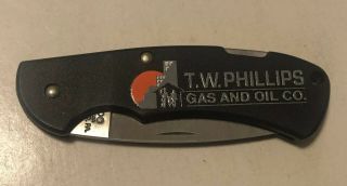 Tw Phillips Gas & Oil Co Vintage Advertising Zippo Pocket Knife Stainless Steel