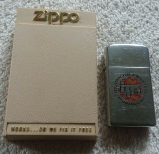 Vintage 1963 Zippo Slim Lighter Industrial Tool & Machine Cuyahoga Falls Oh Case