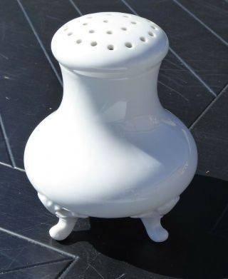 Vintage White Porcelain Footed Talcum Powder Shaker,  Rynne ' s China Japan 3