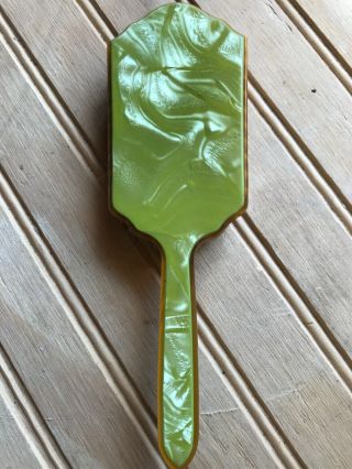 Vintage Green Bakelite Vanity Hairbrush