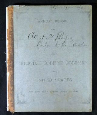 1891 Rare Atlantic And Pacific Railroad Company Annual Report Ledger