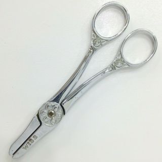 Vintage Wiss Flower Shears Scissors Rose 6.  5 - Inches Long Fh - 4 Usa Silver Tone