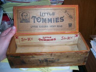 Vintage Antique Wood Little Tommies Cigar Box 2