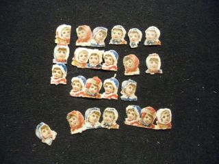Victorian Scrap 0113 - Set Of 26 - Mini Heads Of Children