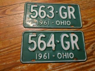 1961 Ohio License Plate 563/564 Gr Pair. ,  Cutlass,  Oldsmobile,  Hurst Olds W30