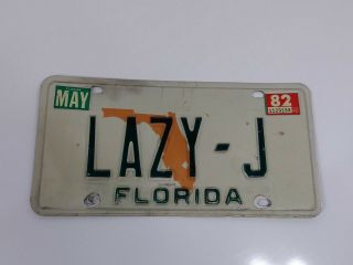 Florida Aluminum Vanity License Plate Lazy - J State Plate Expired Sunshine State