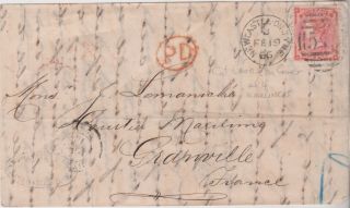 1866 Qv Newcastle On Tyne Cover With Sg82 4d Hairlines Stamp Plate 4 Cat £300