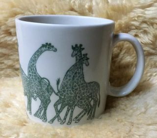 Vintage Taylor & Ng Naughty Giraffes Sex Orgy Coffee Cup Mug Green Japan 1979