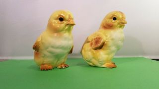 Set Of 2 Vintage Lefton Easter Spring Yellow Chicks Figurines