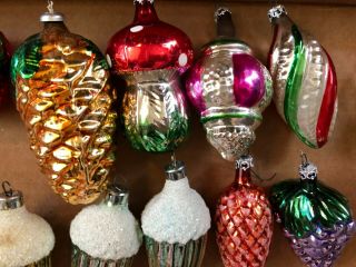 Set of (13) Miniature Glass Christmas Tree Ornament fruit,  pine cone,  & more 5