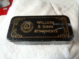 Vintage Willcox & Gibbs Metal Sewing Machine Attachment Tool Box