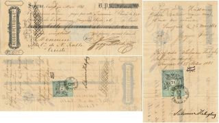Turkey - Smyrne 1881,  Jewish Salomon Kahiglio Rare Bill Of Exchange.  A447