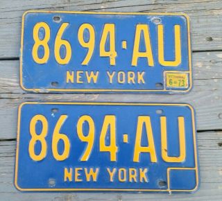Pair 1966 - 73 York State License Plates Paint