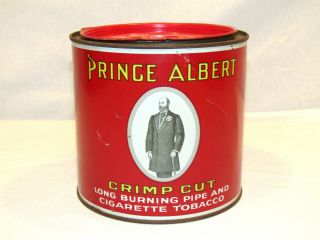 Vintage Prince Albert 14 Ounce Crimp Cut Cigarette Tobacco Round Tin Can W Lid