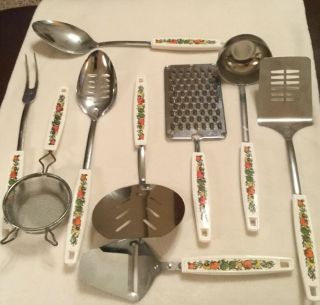 9 - Vintage Ekco Spice Of Life Cheese Grater Slotted Serving Spoon Fork Ladle