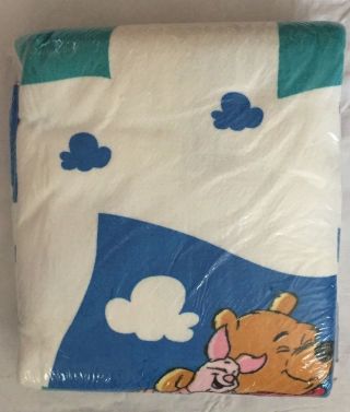 Friendship Pooh Blanket Fits Twin Or Full Bed 72x90 Winnie Piglet Clouds Disney 4