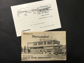 Vintage Turn In Motel Brochure & Welcome To Warrnambool Guide Book C1970s
