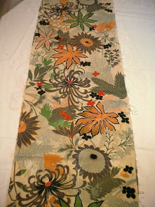 F - 530 Vintage Kinsha Silk Kimono Fabric - Leaves - 13 - 1/2 " X 52 "