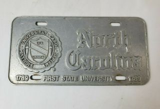 Vintage University Of North Carolina License Plate Tag Heavy Pewter/aluminum