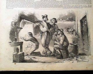 Rare California Gold Rush Miners Mining Hut Print 1853 Old Illustrated Newspaper
