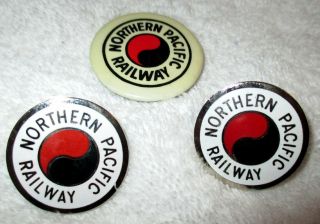 3 Round Northern Pacific Railway Button Pins