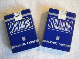 2 Boxes Vintage Arrco Streamline Playing Cards Exc Cond Wwii Era U.  S.  Gov 