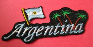 Argentina Flag & Palm Trees - Iron - On Patch 4½ "