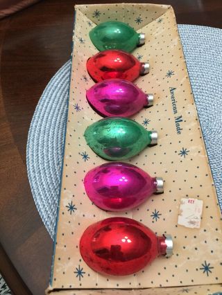 Vintage Glass Christmas Ornaments - Paragon American Made Set Of 6