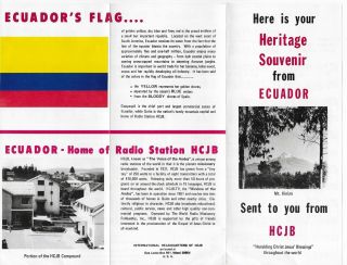 Qsl Radio Hcjb Quito Ecuador South America 1972 Heritage Souvenir Voice Andes Dx