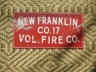 Franklin Co 17 Volunteer Fire Company Pa.  Licence Plate