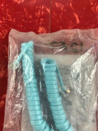 Telephone Handset Spring Cord Mid Length Lt Blue Aqua Vintage NOS In Package 2