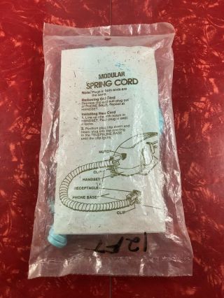 Telephone Handset Spring Cord Mid Length Lt Blue Aqua Vintage NOS In Package 3