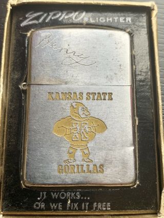 RARE 1950 - 57 Zippo Lighter 2517191 Pat Pend “KANSAS STATE Gorillas” 5