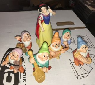 Disney Sri Lanka Porcelain Snow White And The 7 Dwarves Figurine Set Missing One