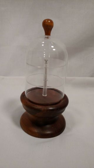 Glass Dome Display,  Wood Base,  Thimble Sized,  3 Tier Under Dome,  8 Inches Tall
