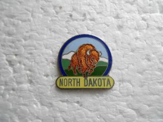 Vintage North Dakota Buffalo / Bison Enamel Souvenir Pin