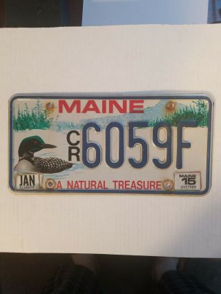 2015 Maine " Loon/a Natural Treasure " Graphic License Plate (cr 6059f)