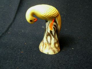 Unique Chinese Export Yellow Porcelain Or Shiwan Mud Bird Figurine
