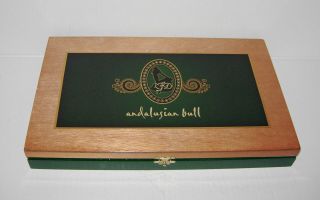 Lfd Andalusian Bull Empty Wood Hinged Cigar Tobacco Box Hand Made