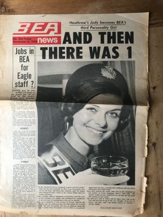 B.  E.  A.  News Nov 15th 1968 British Eagle Closure And G - Arpi Trident Repair