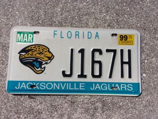 Florida 1999 Jacksonville Jaguars Nfl License Plate J167h