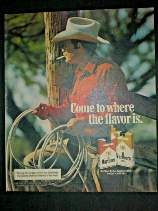1982 Cowboy With Lasso Vintage Marlboro Man Cigarette Trade Print Ad