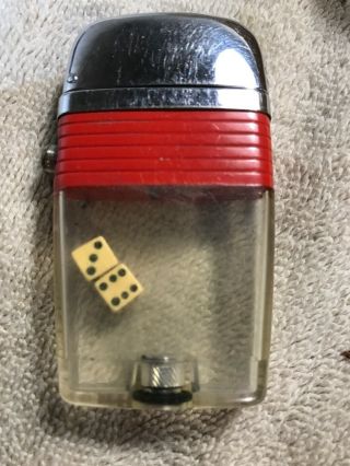 Vintage Scripto Vari Vu Cigarette Lighter With 2 Dice